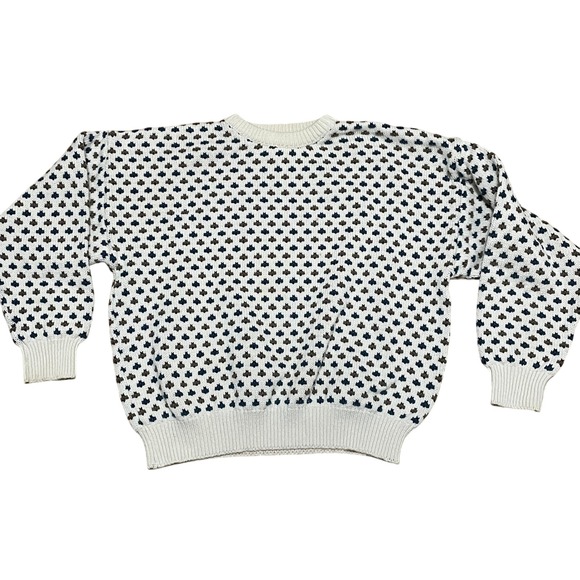 VTG Eddie Bauer Men's XL Cotton Fair Isle Heavy Knit Crewneck Sweater USA Made - Picture 1 of 7